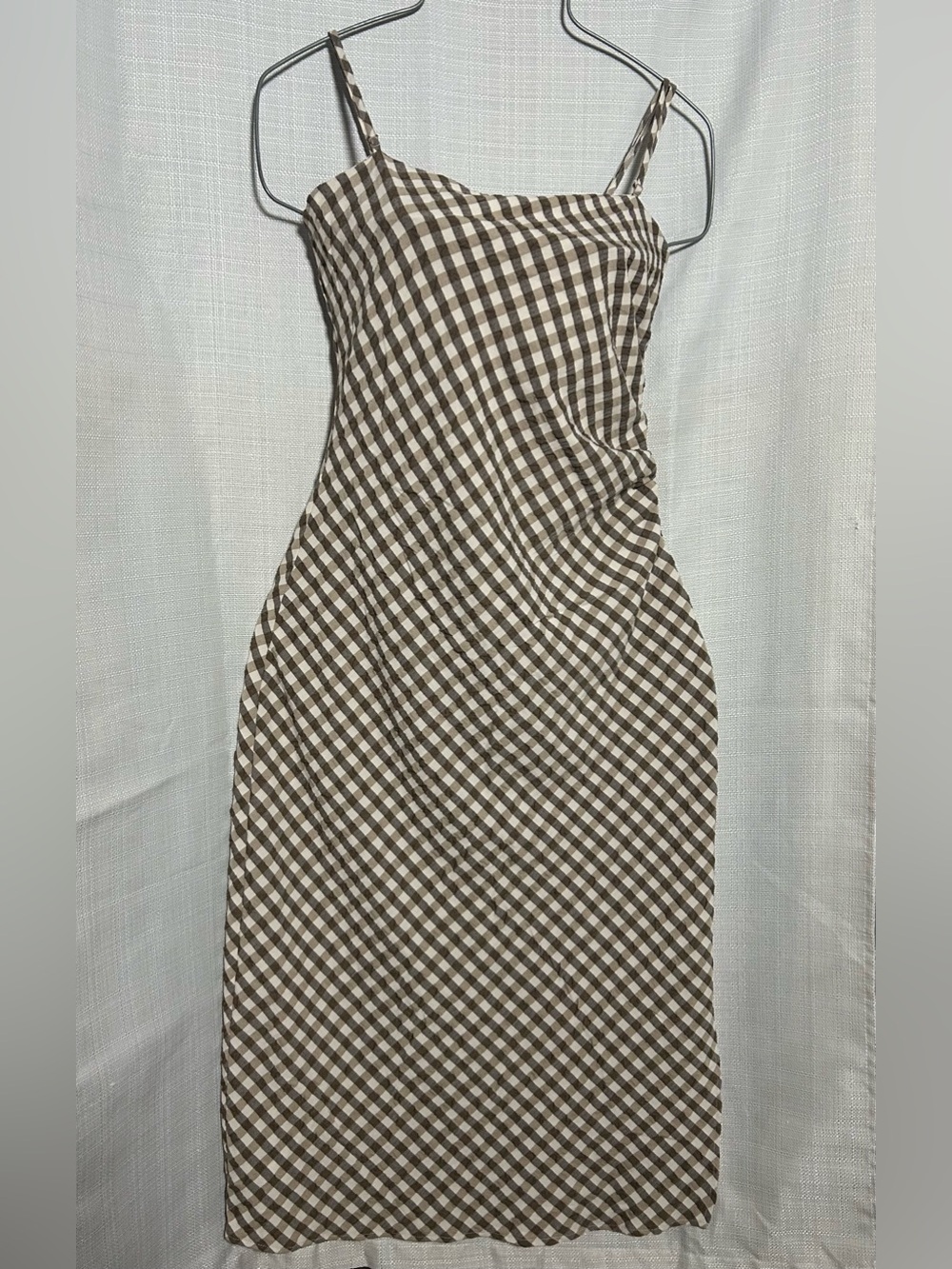 House of Harlow 1960 Brown & Cream Gingham Midi Slip Dress